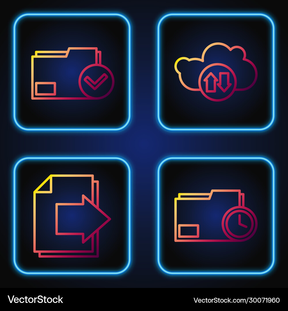 Set line document folder with clock next page Vector Image