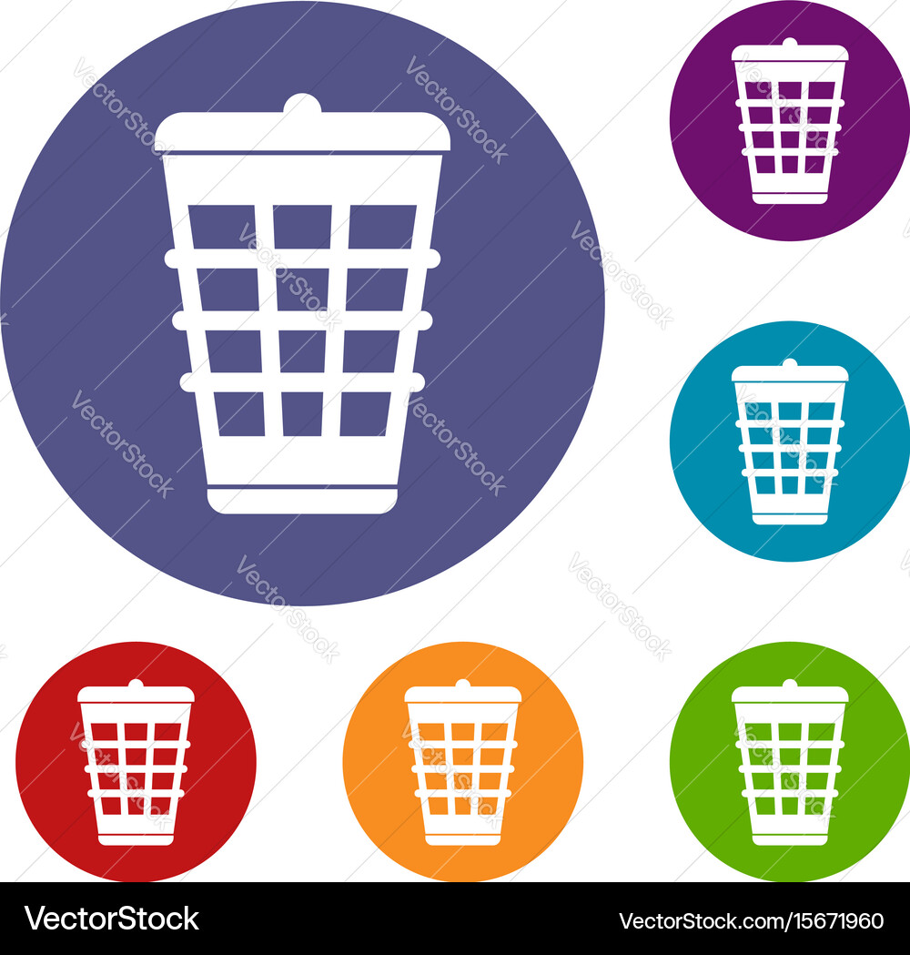 Trash can icons set vector image