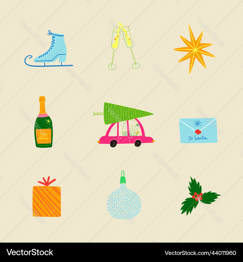 Weihnachten &amp Winter Icon Set Vektorbild