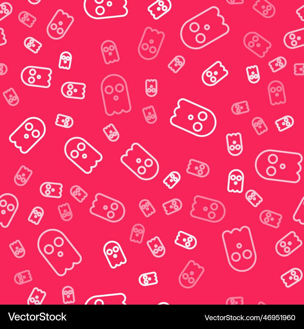 White line ghost icon isolated seamless pattern Vector Image