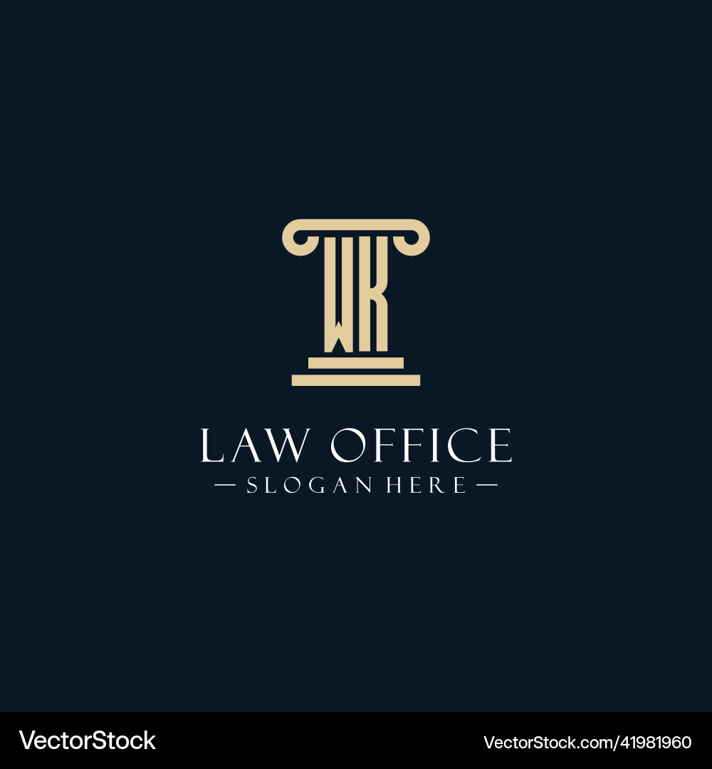 Wk initial monogram logos with pillar shapes style Vector Image