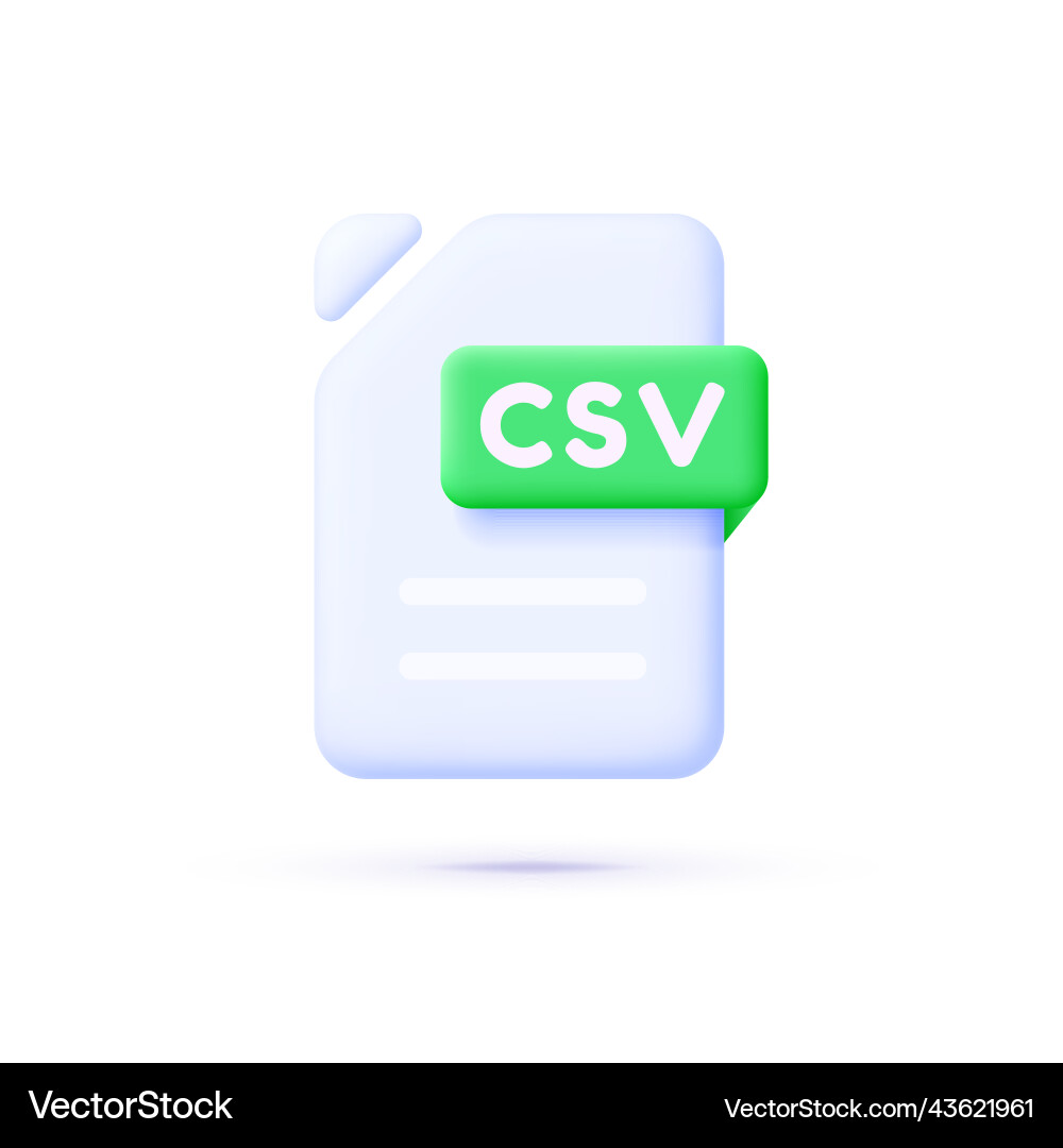 3d csv Datei für Webdesign auf weißem Hintergrund vektorbild