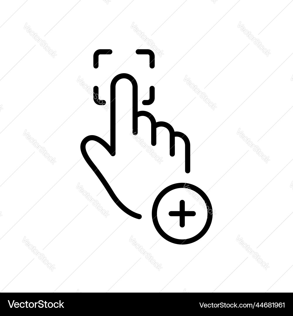 Add touch id to the smartphone line icon scan Add touch id to the smartphone line icon scan vector image