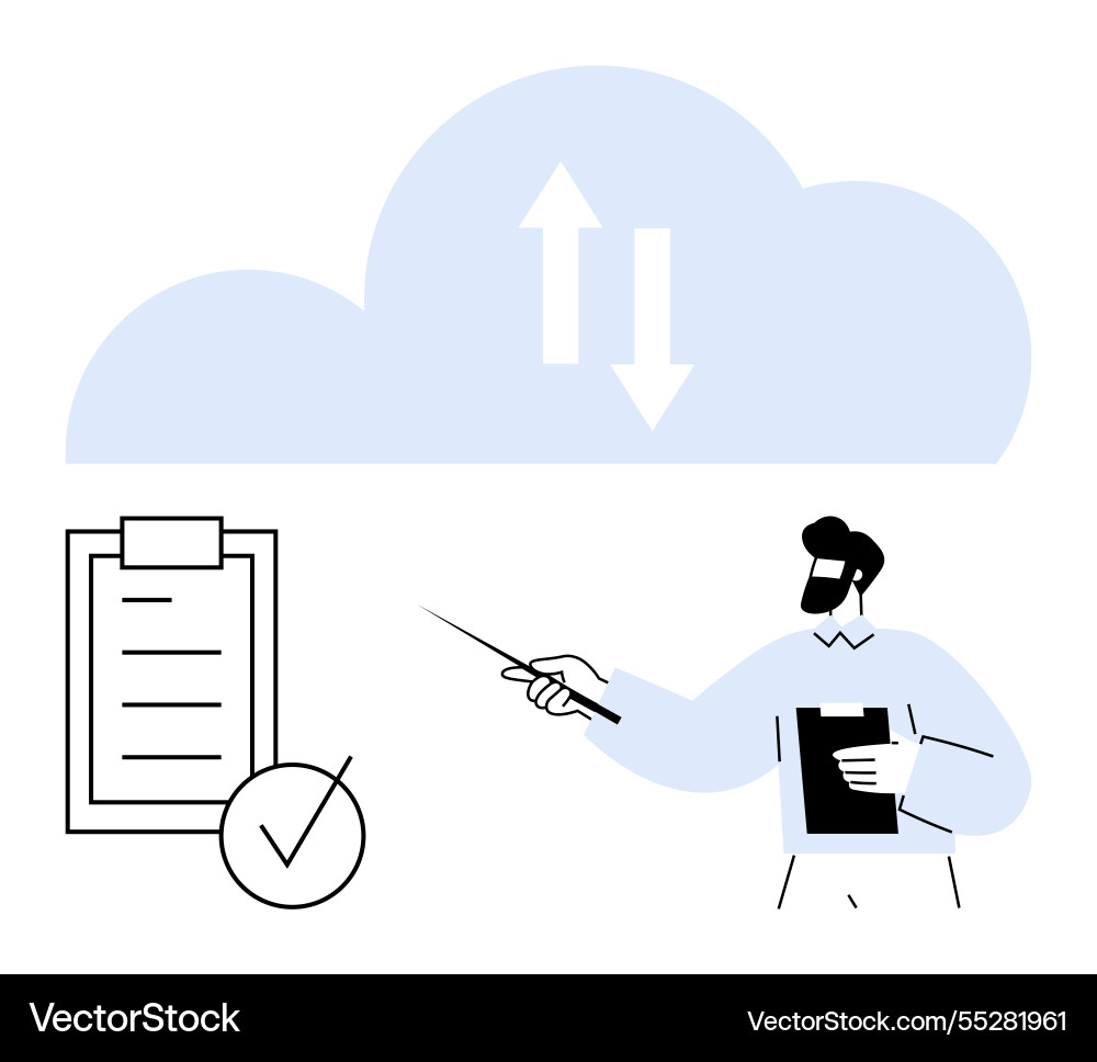 Cloud data exchange with checklist Vector Image