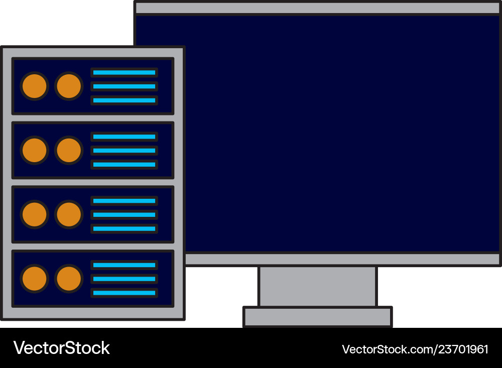 Computer monitor and case vector image