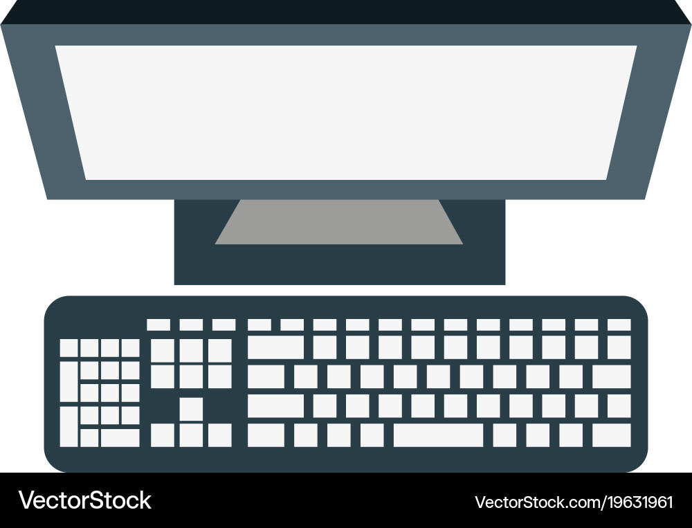 Computer with keyboard vector image