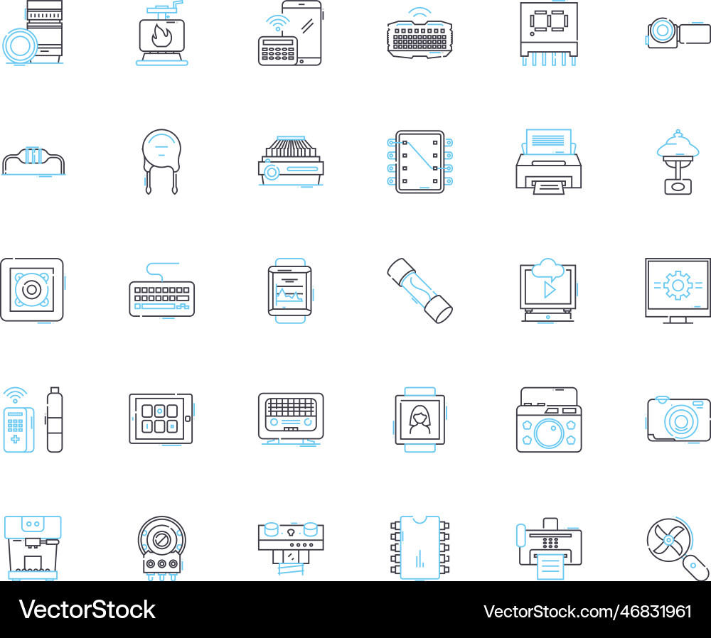 Cybernetic operation linear icons set Vector Image