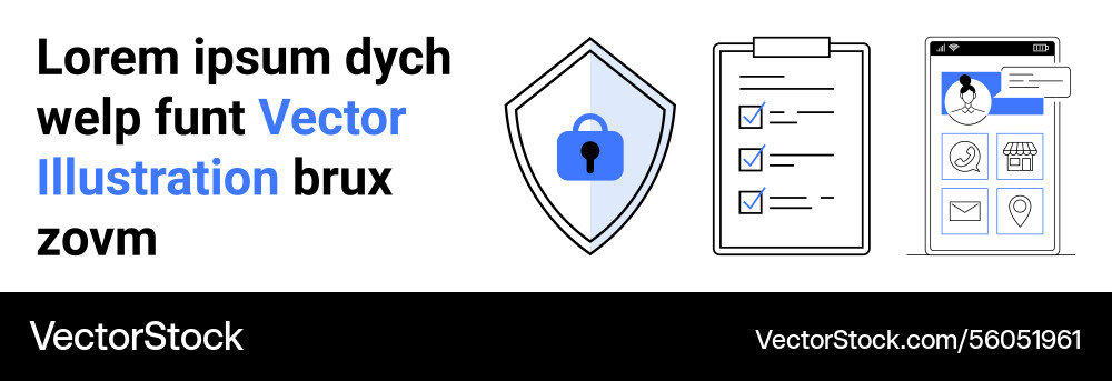 Data security with lock shield checklist vector image