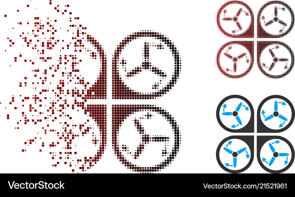 Dissolved pixel halftone copter screws rotation Dissolved pixel halftone copter screws rotation vector image
