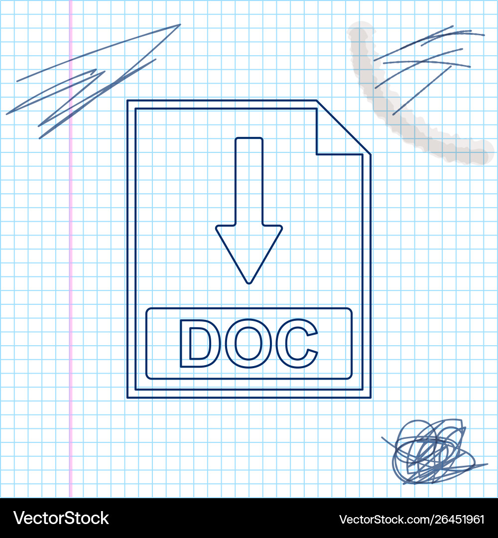 Doc file document icon download button line Doc file document icon download button line vector image