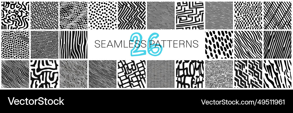 Doodle hand drawn seamless pattern collection Doodle hand drawn seamless pattern collection vector image