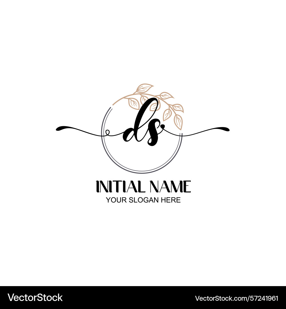 Elegant ds initial logo design with botanical Vector Image