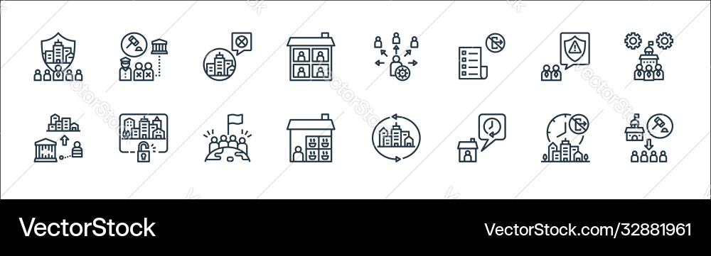 Lockdown line icons linear set quality Lockdown line icons linear set quality Vector Image