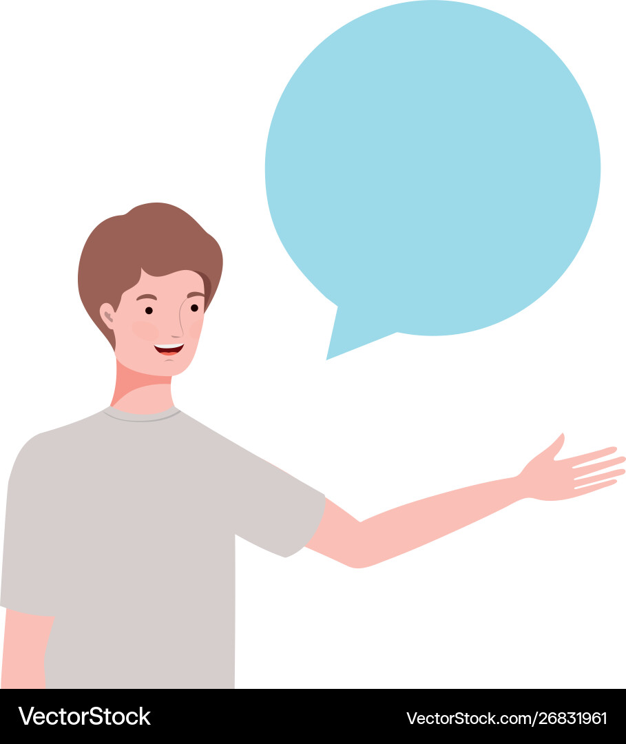 Man with speech bubble avatar character Man with speech bubble avatar character Vector Image