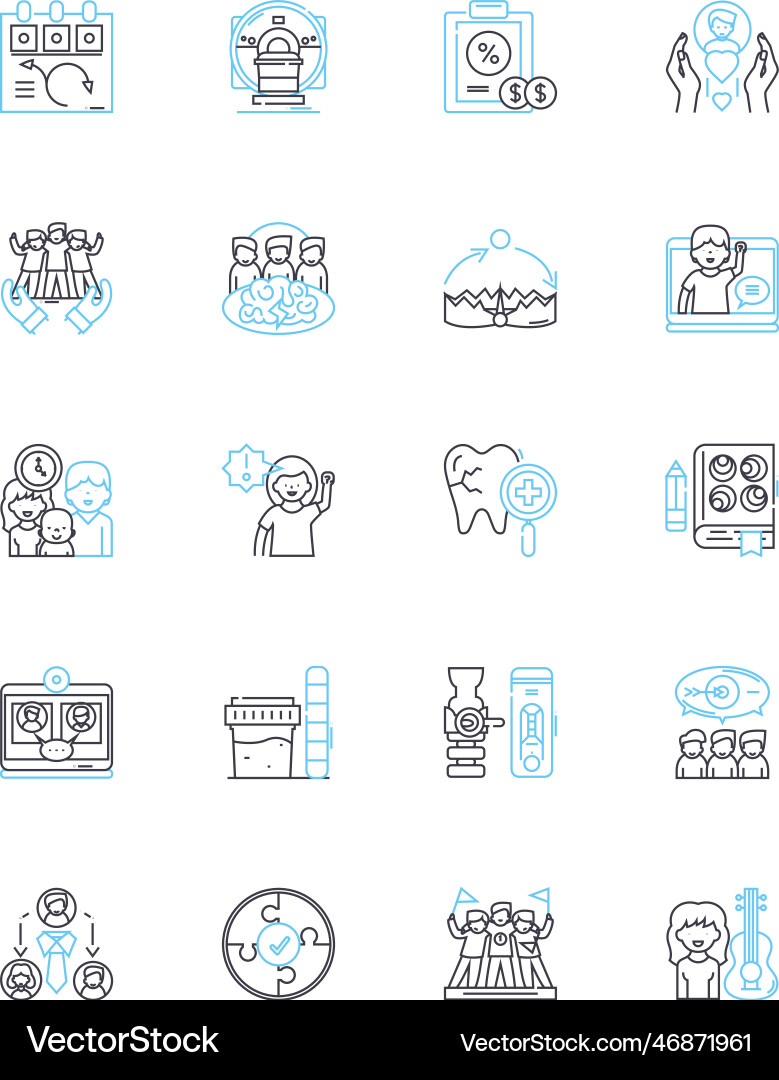 Posture control linear icons set alignment vector image