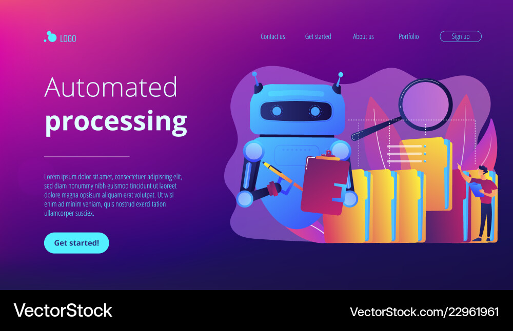 Robotic process automation concept landing page Vector Image