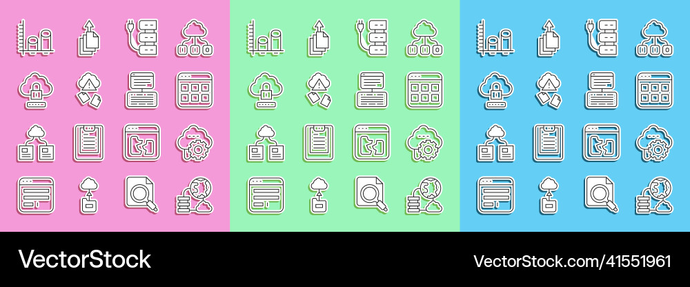 Set line network cloud connection Set line network cloud connection vector image