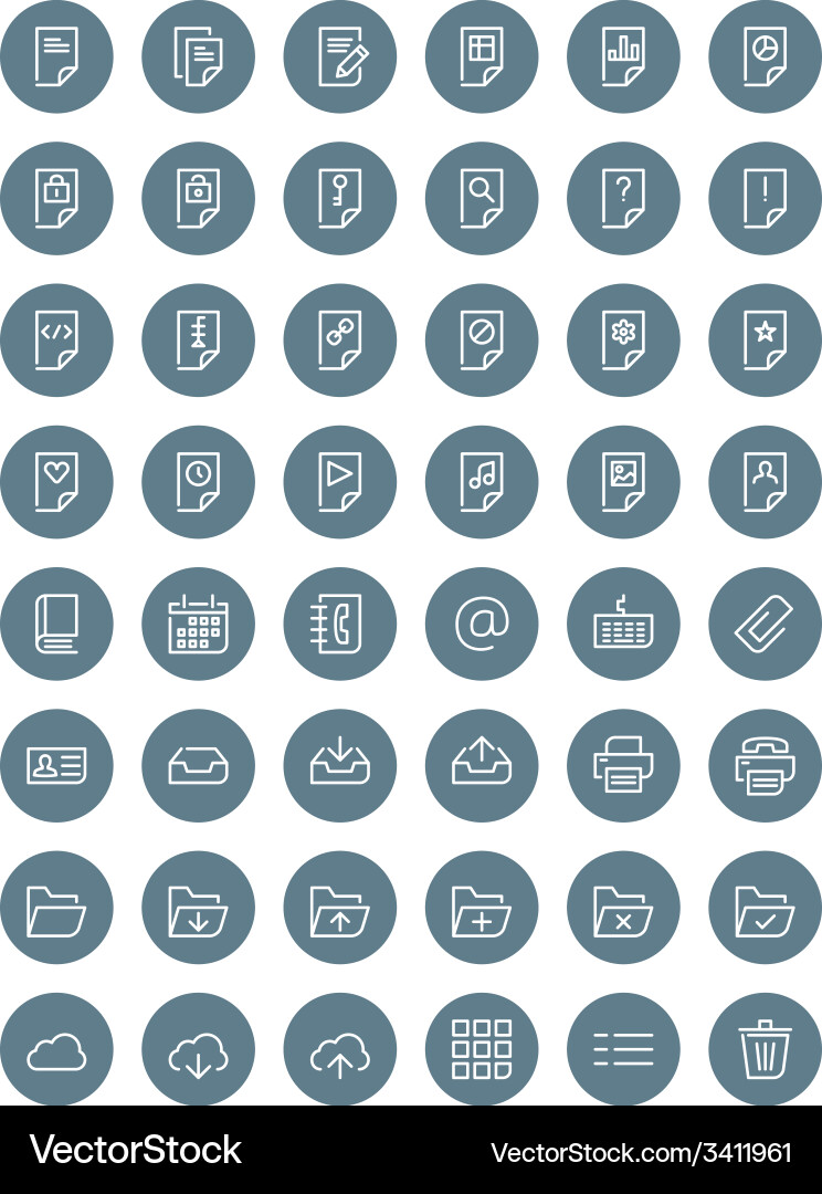 Thin line document icons set for web and mobile vector image