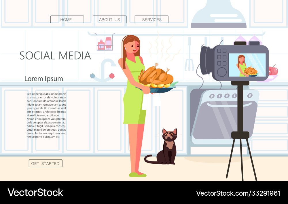 Webpage template vlogging Vector Image