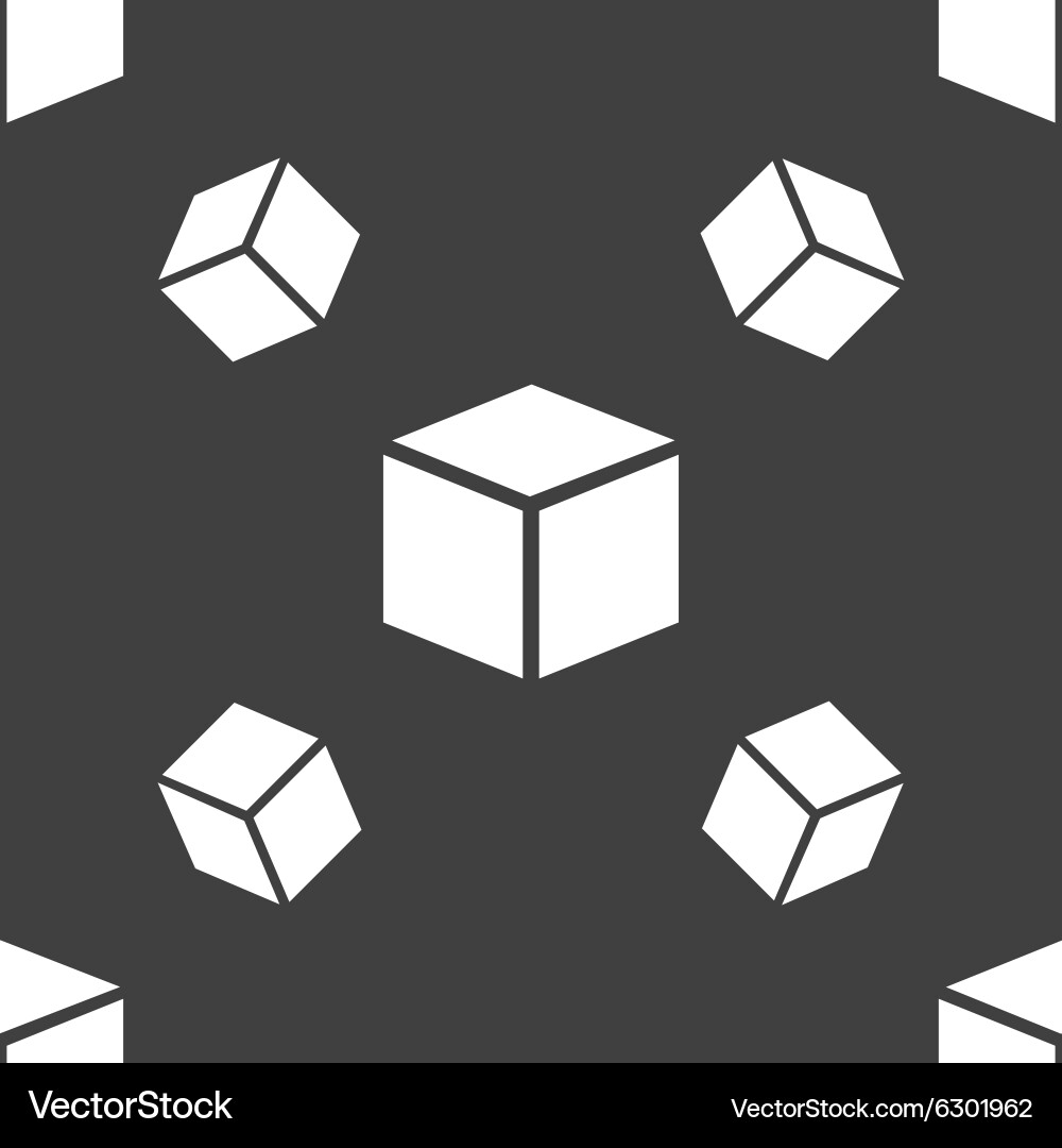 3d cube icon sign seamless pattern on a gray Vector Image