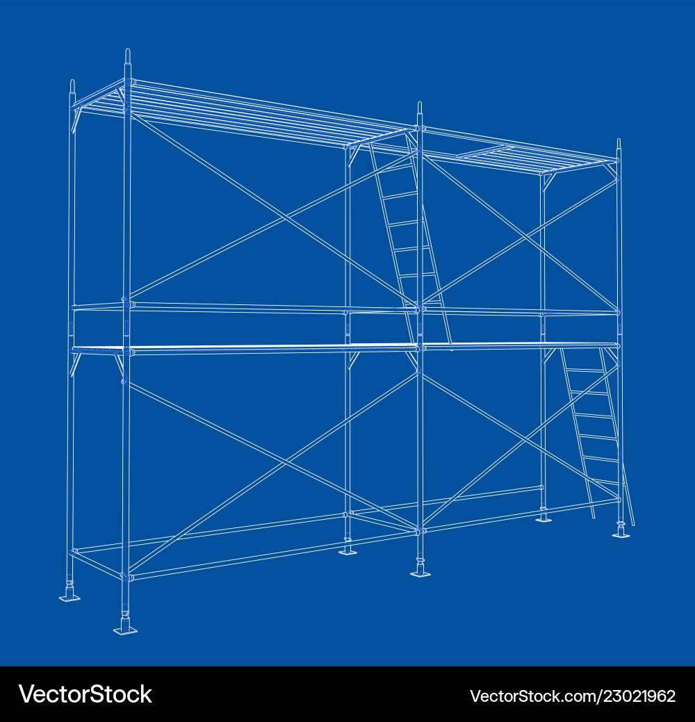 3d outline scaffold rendering of Vector Image