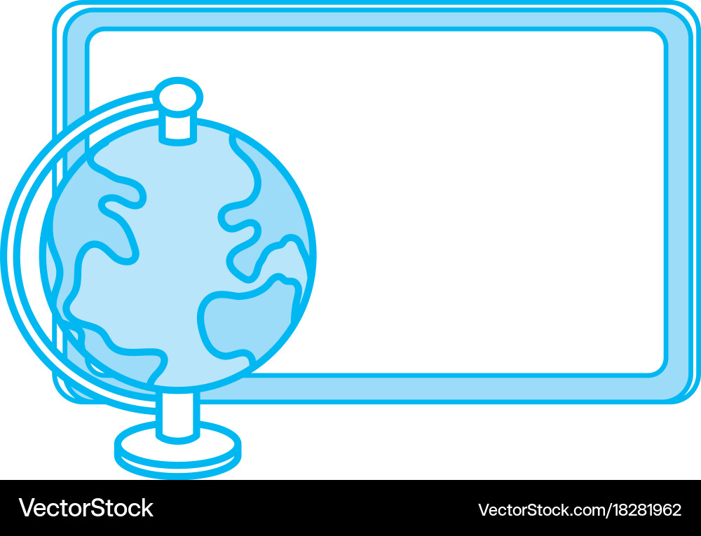 Contour blackboard object with earth planet map vector image