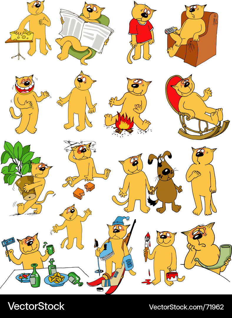 Cute Cartoon Cats vector image