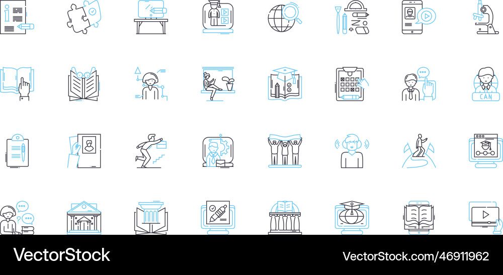 Cyber class linear icons set e-learning distance Cyber class linear icons set e-learning distance vector image