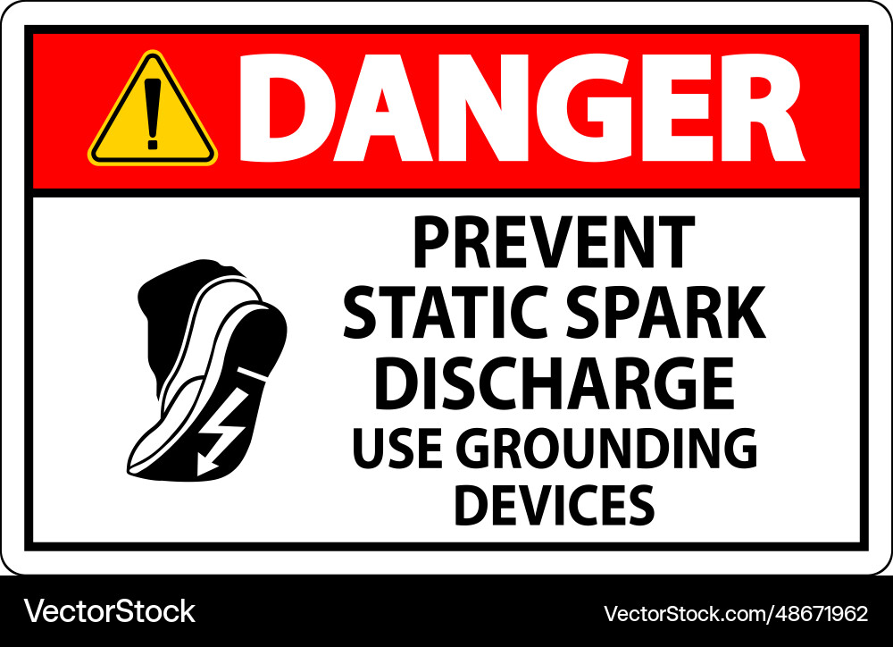 Danger sign prevent static spark discharge use Danger sign prevent static spark discharge use Vector Image