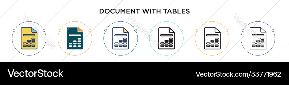 Document with tables icon in filled thin line vector image