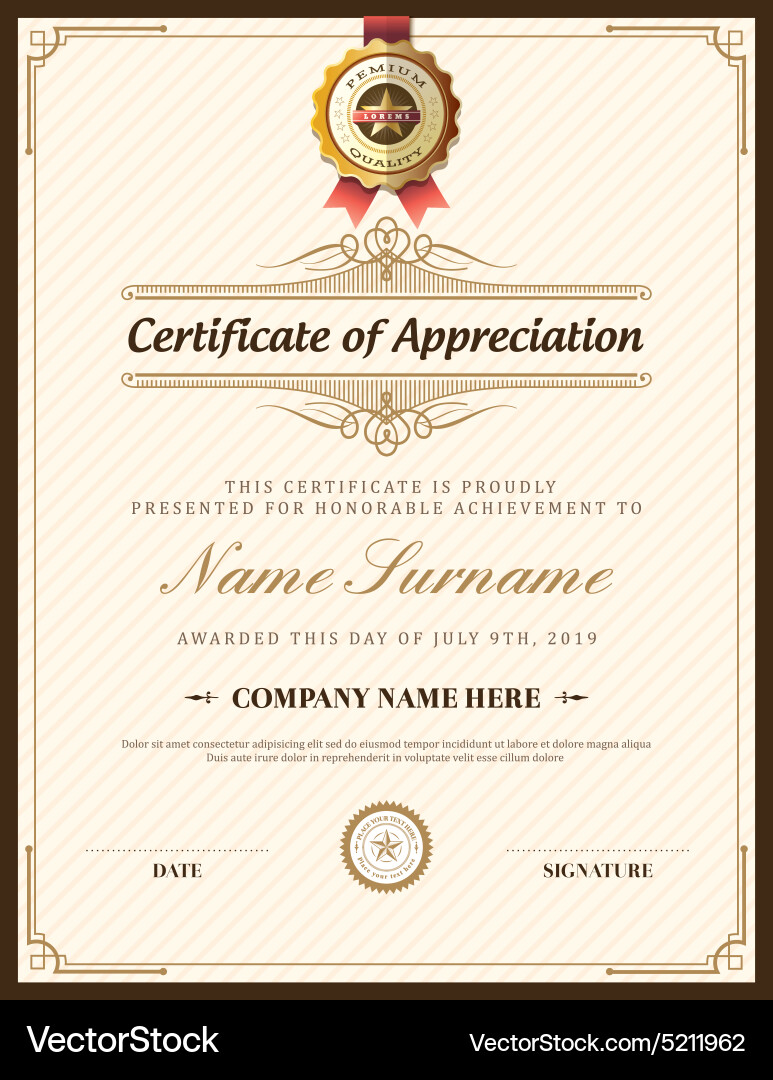 Elegant Certificate Background - Retro Style vector image