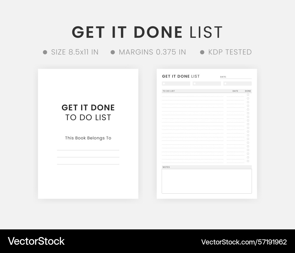 Get it done list planner template Get it done list planner template Vector Image