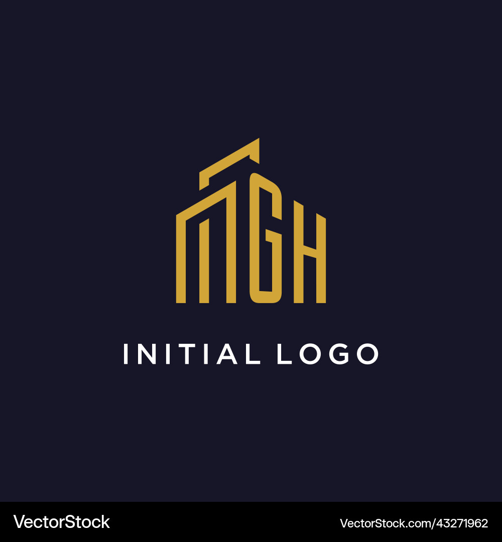 Gh initial monogram with building logo design Vector Image