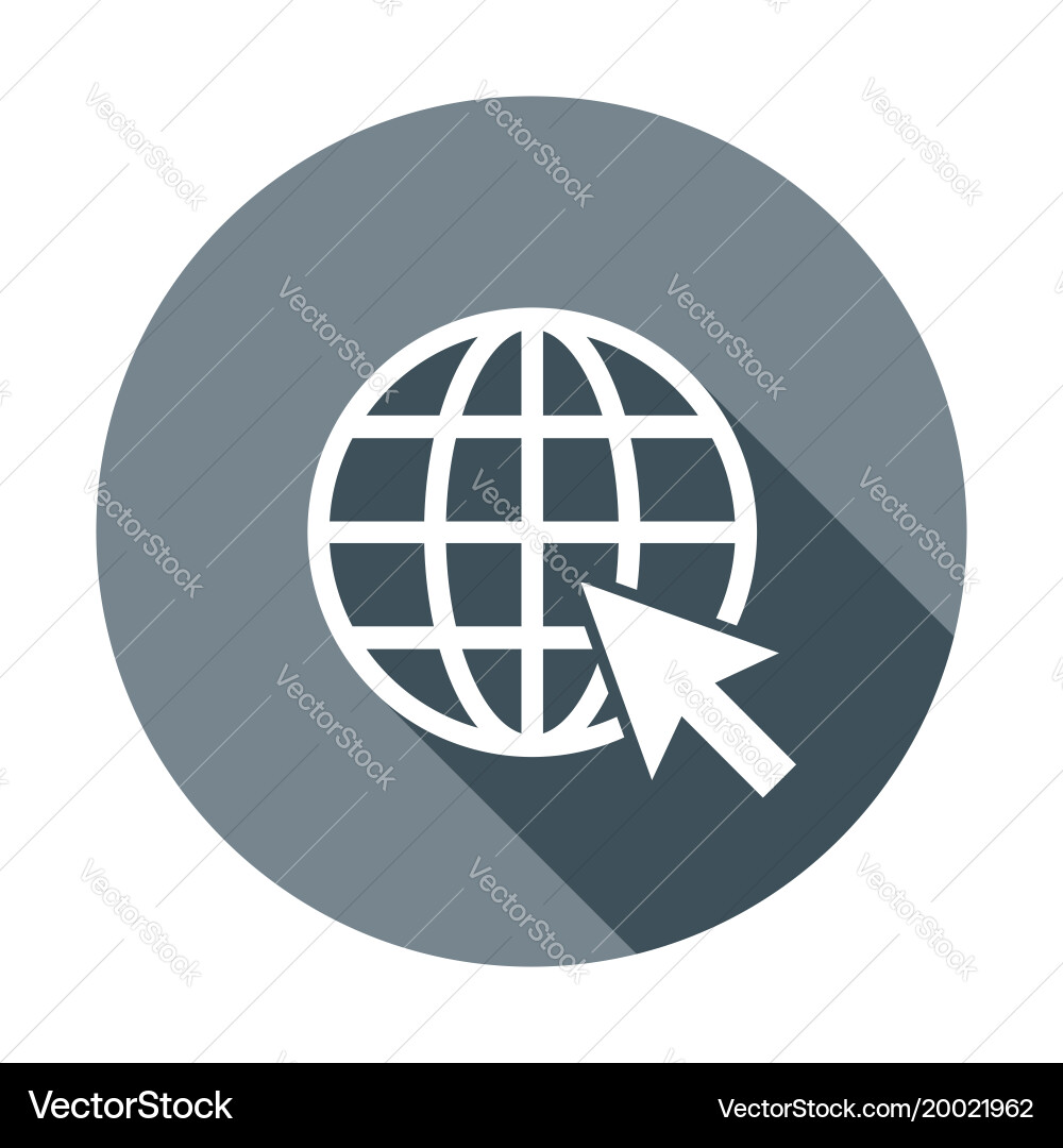 Go to web icon internet flat for website on round vector image