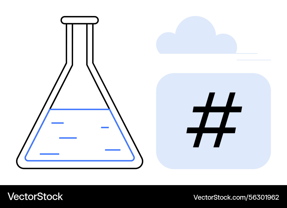 Laboratory flask with liquid and metadata tag Laboratory flask with liquid and metadata tag vector image