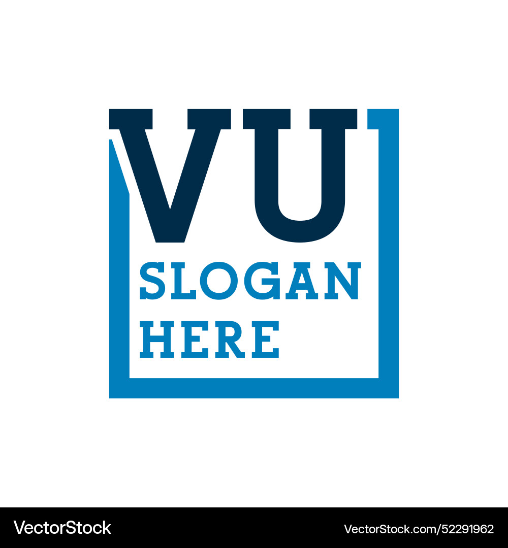 Minimal initials logo letters v and u vu initial Vector Image