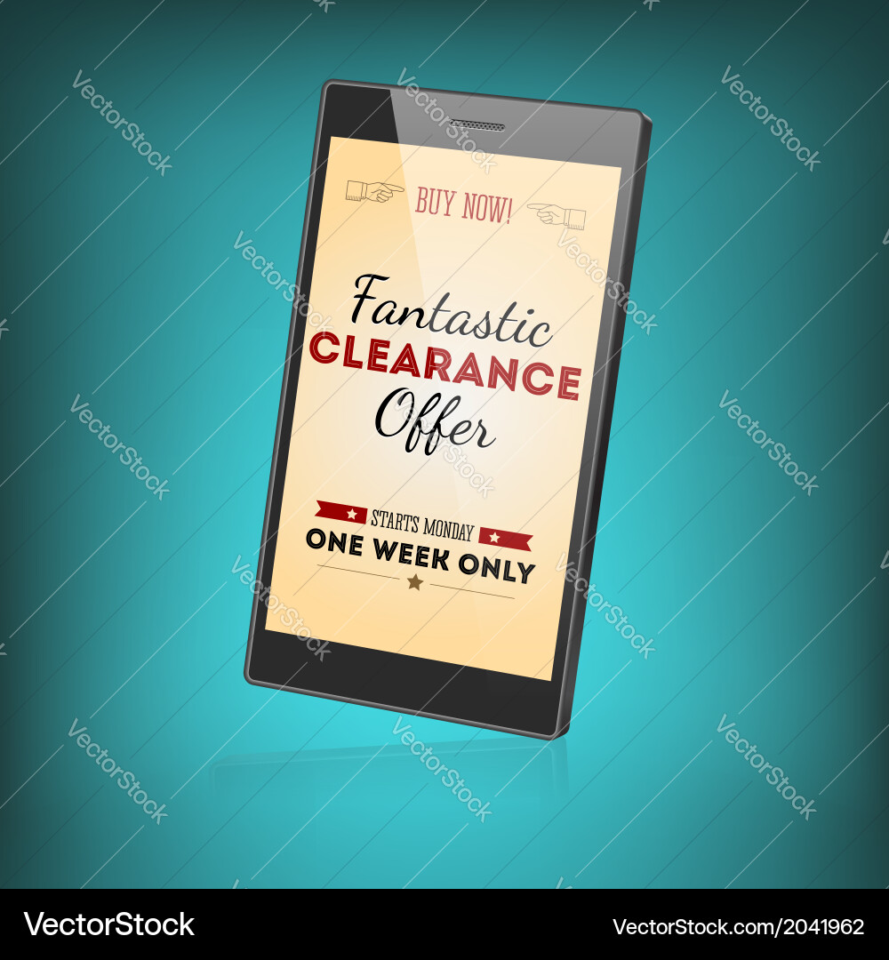 Mobile phone with sms text message on the screen Vector Image