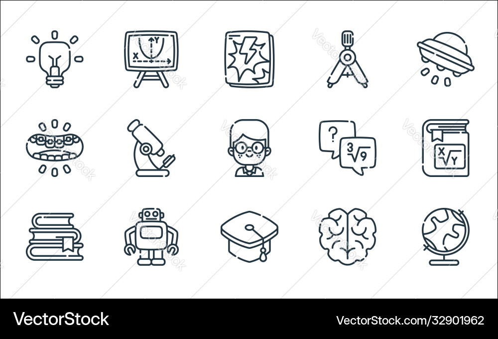 Nerd line icons linear set quality Nerd line icons linear set quality vector image