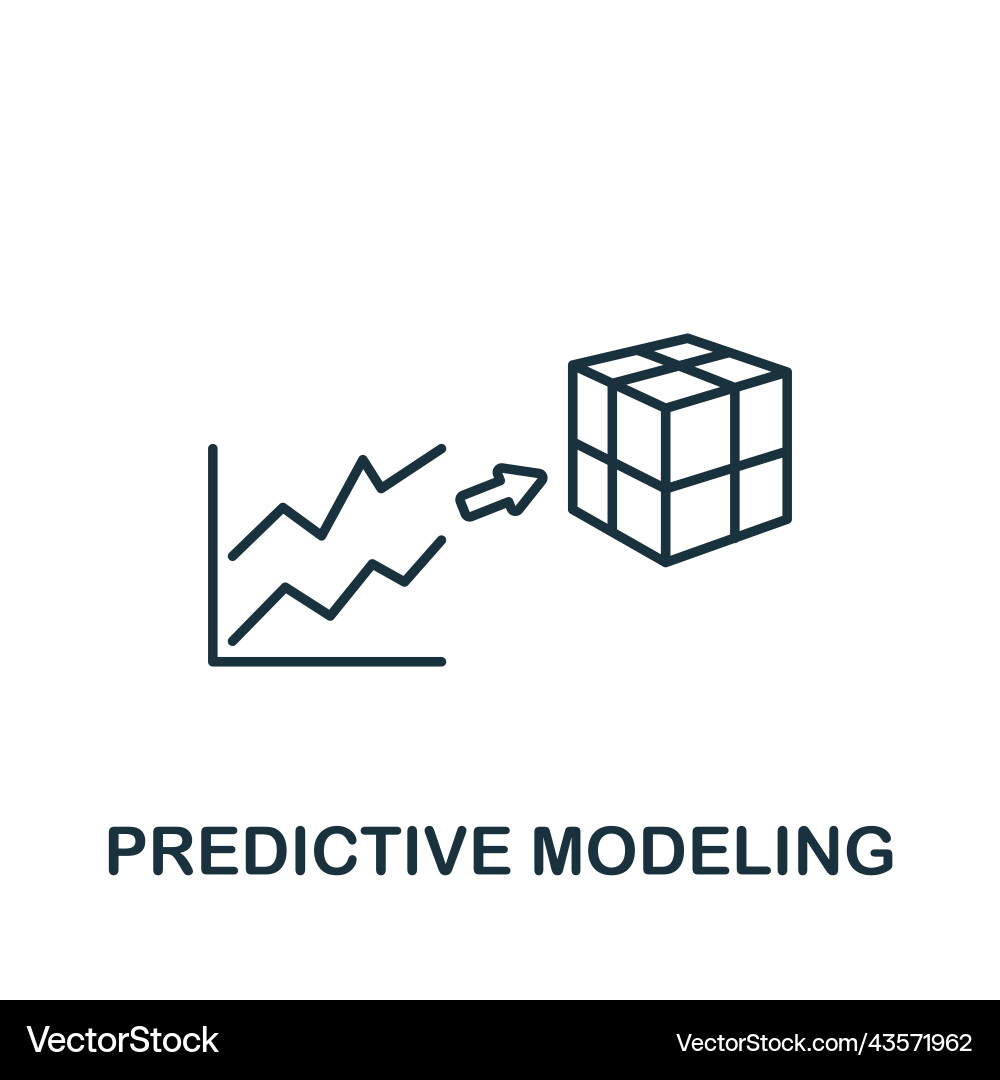 Predictive modeling icon monochrome simple line Predictive modeling icon monochrome simple line vector image