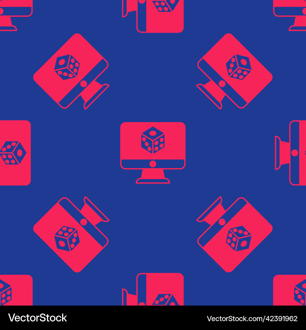 Red game dice icon isolated seamless pattern vector image