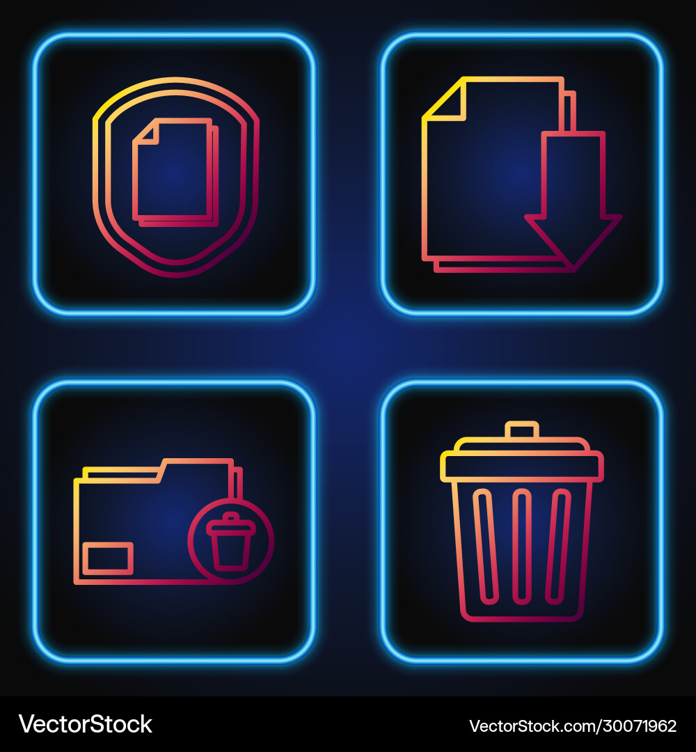 Set line trash can delete folder document Set line trash can delete folder document vector image
