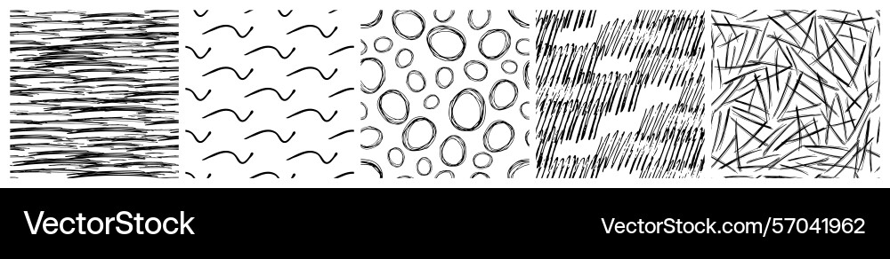 Set of seamless patterns with scribble smears Set of seamless patterns with scribble smears vector image