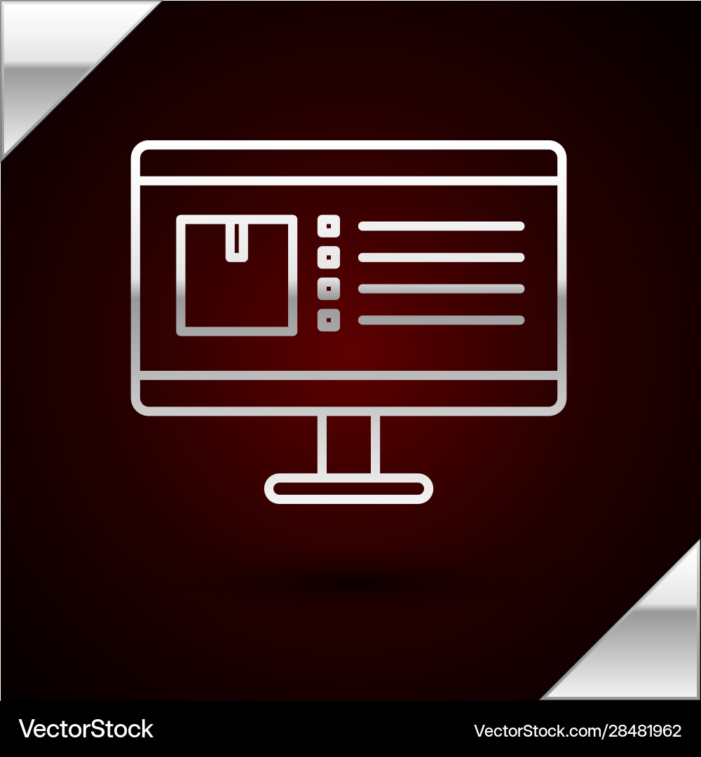 Silver line computer monitor with app delivery Silver line computer monitor with app delivery vector image