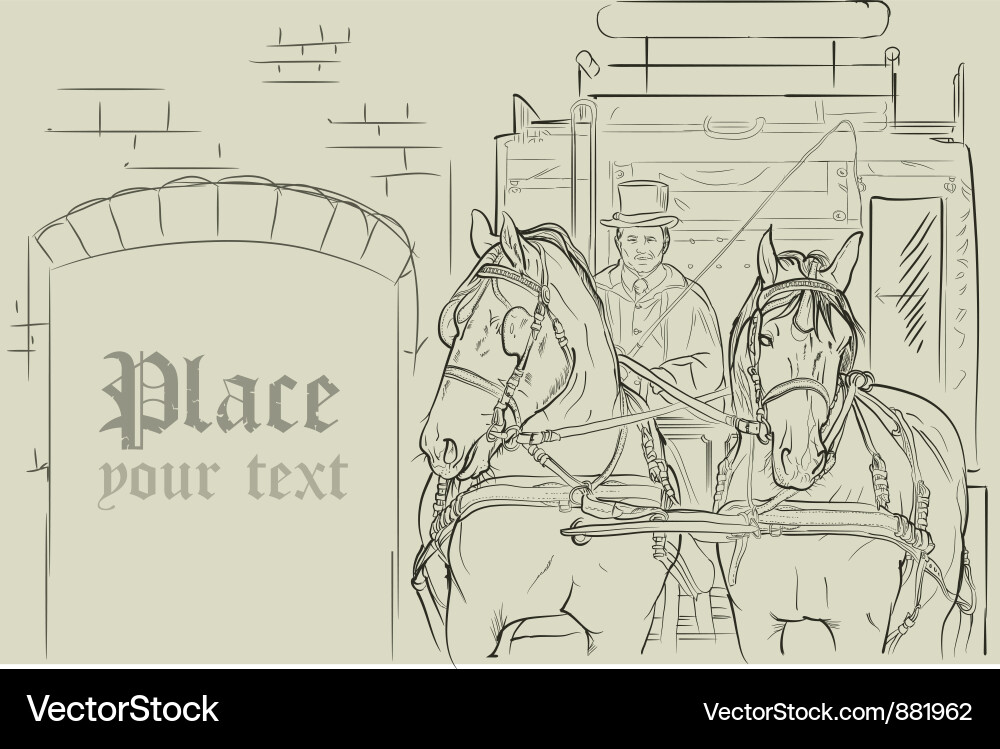 Vintage Horse Carriage Sketch Vector Image