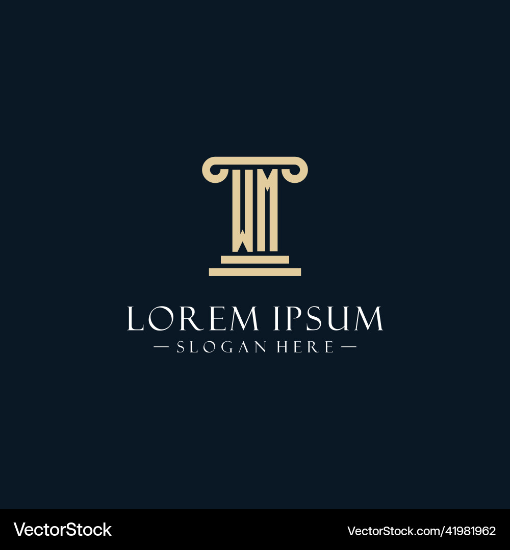 Wm initial monogram logos with pillar shapes style Wm initial monogram logos with pillar shapes style Vector Image