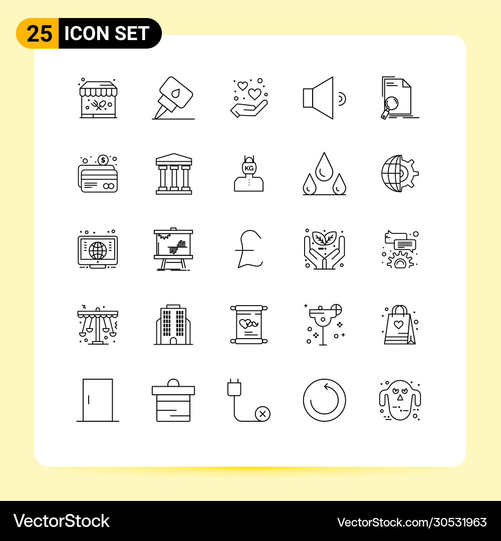25 universal lines set for web and mobile vector image