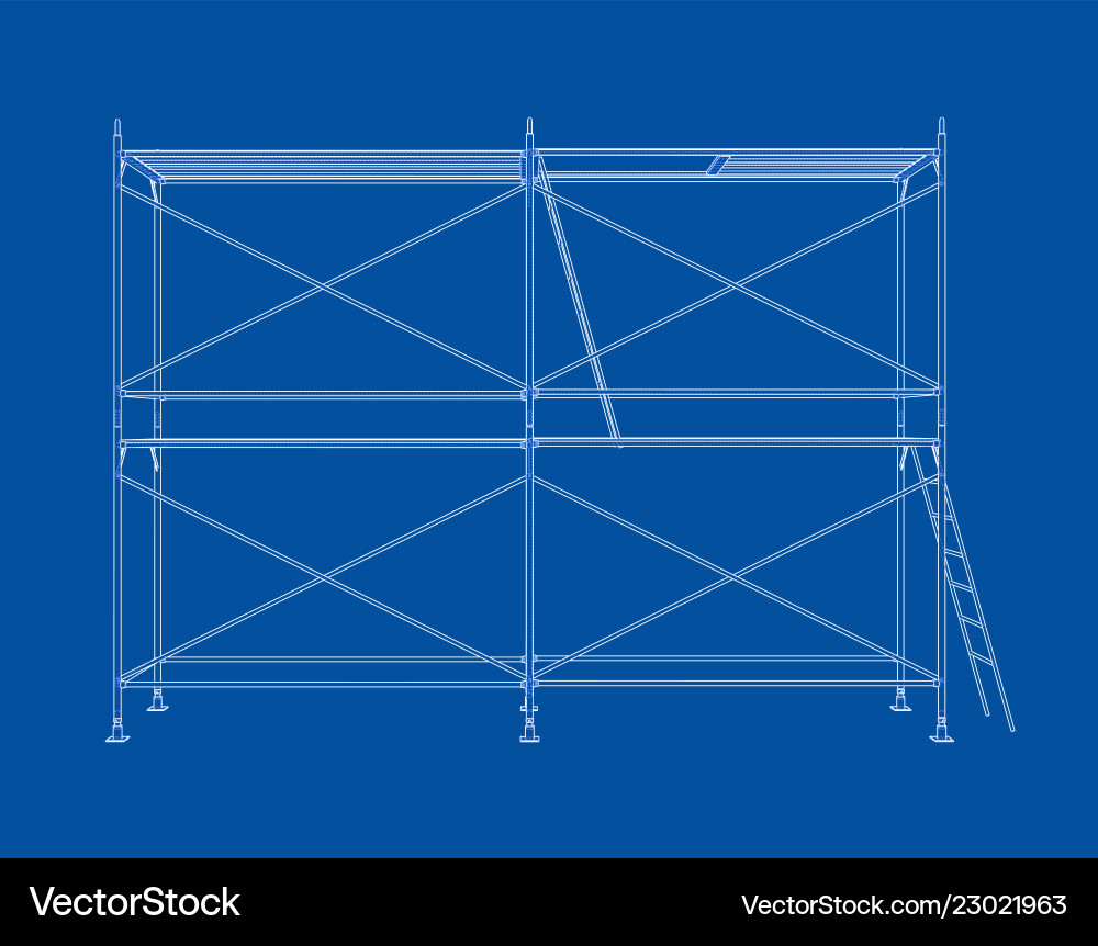 3d outline scaffold rendering of 3d outline scaffold rendering of Vector Image