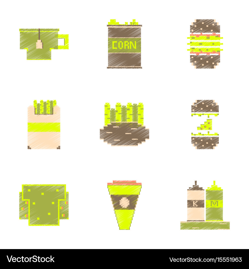 Assembly of flat shading style pixel icon fast Vector Image