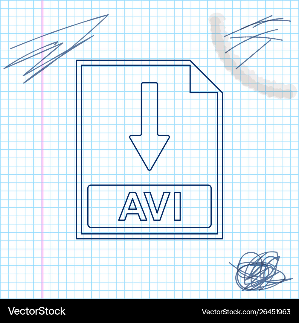 Avi file document icon download button line Avi file document icon download button line vector image
