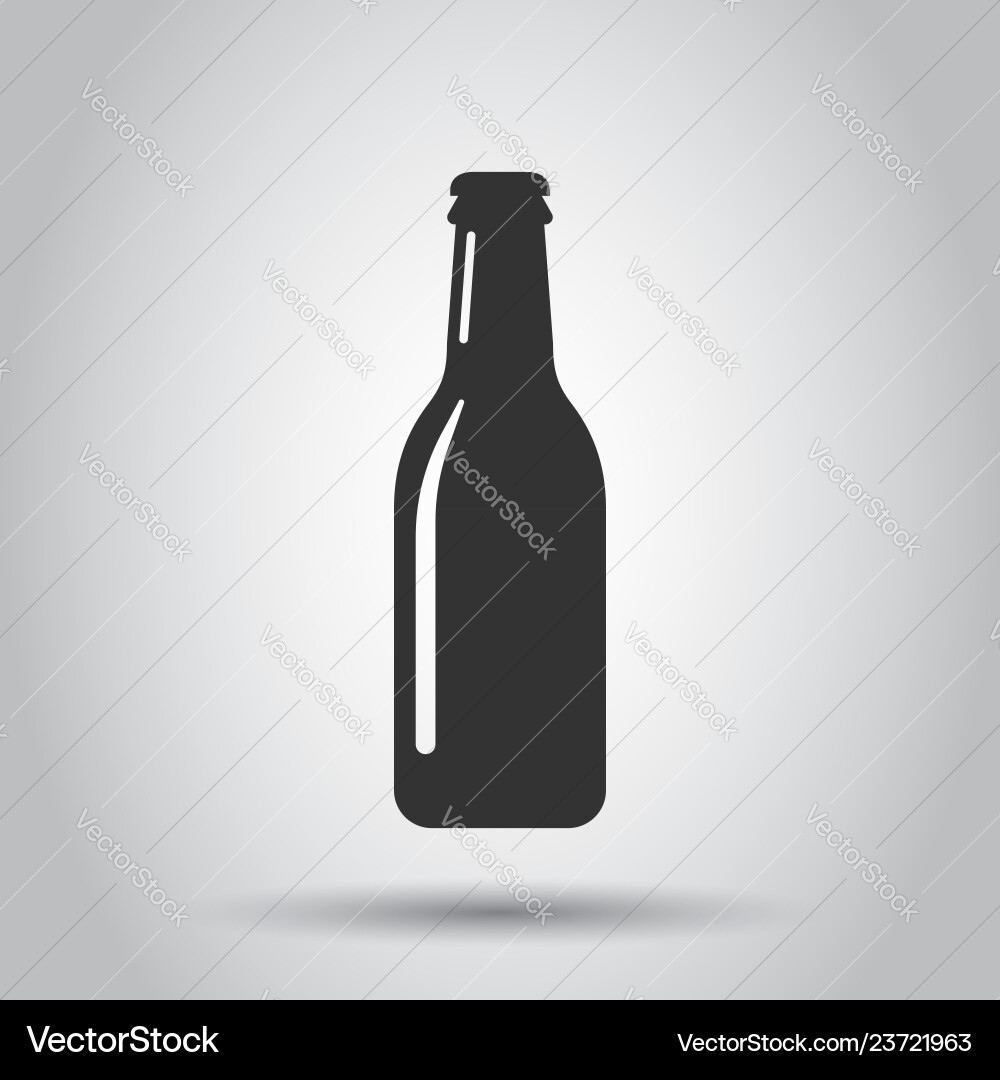 Beer bottle icon in flat style alcohol Beer bottle icon in flat style alcohol vector image
